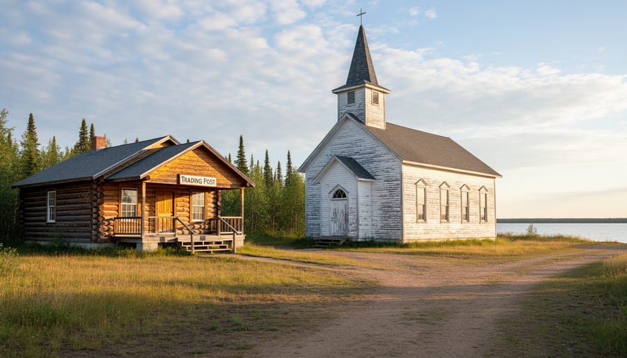 Historic building and yard at Fort Resolution in the Northwest Territories