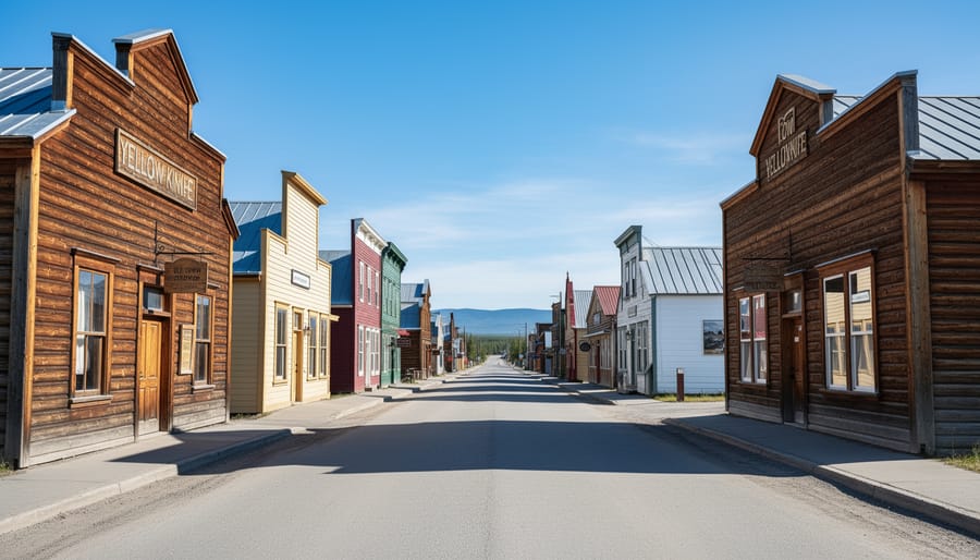 Historic buildings along a street in Old Town Yellowknife